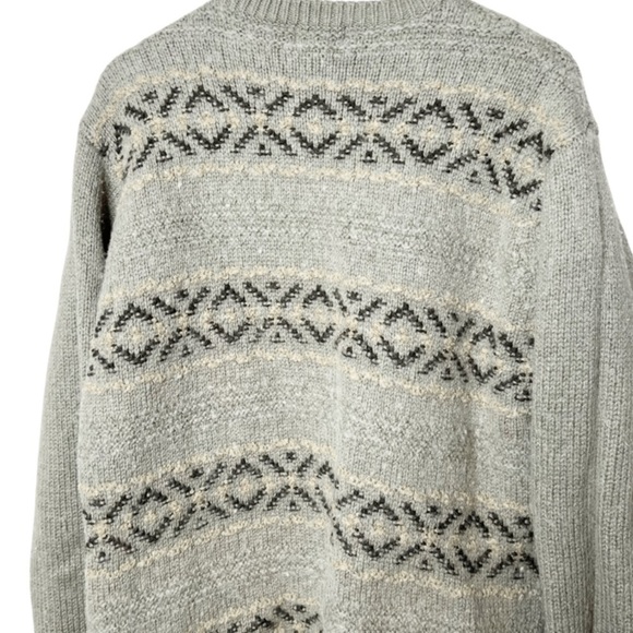 Liz Claiborne Vintage Wool Blend Aztec Pattern Stripes Grandpa Knit Sweater - Picture 12 of 16